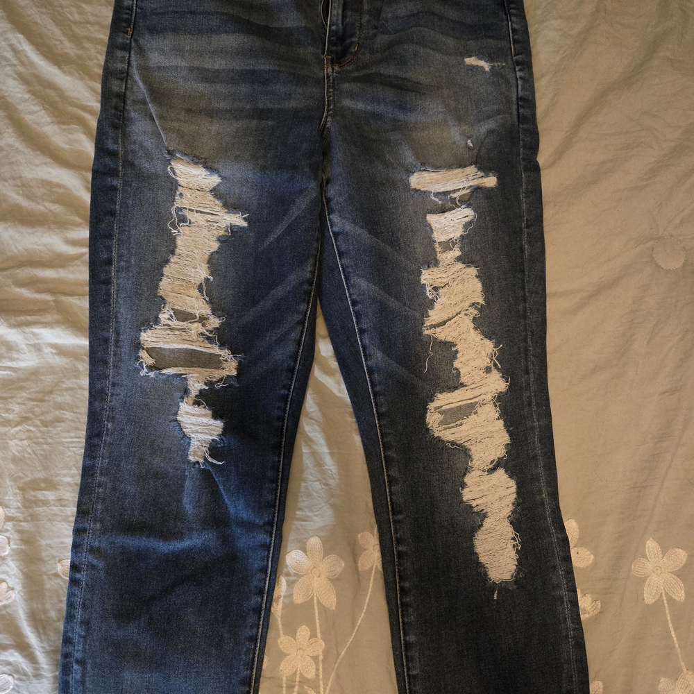 Distressed Blue Jeans